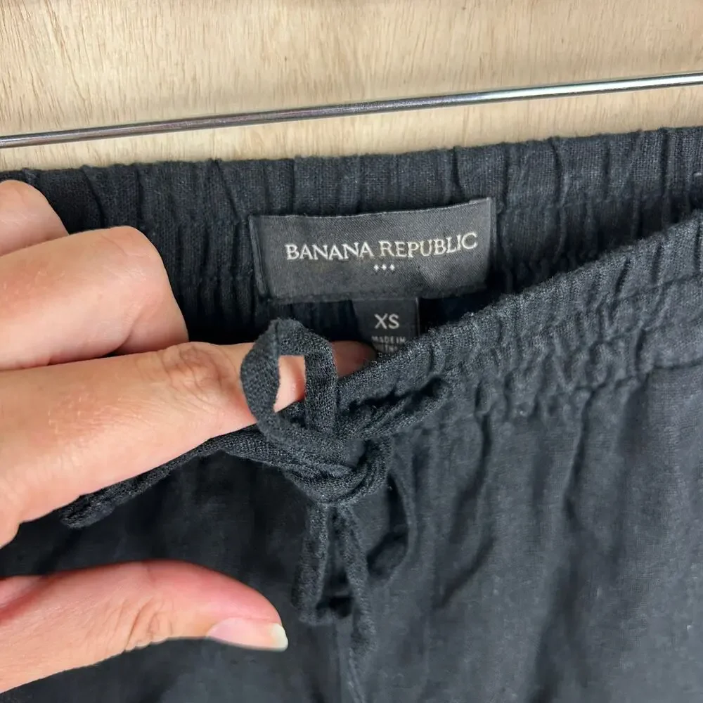 Banana Republic Black Linen Blend Parachute Pants –‎ Size XS